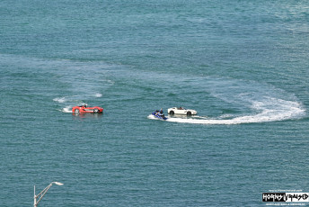 Car boats departing Miami 